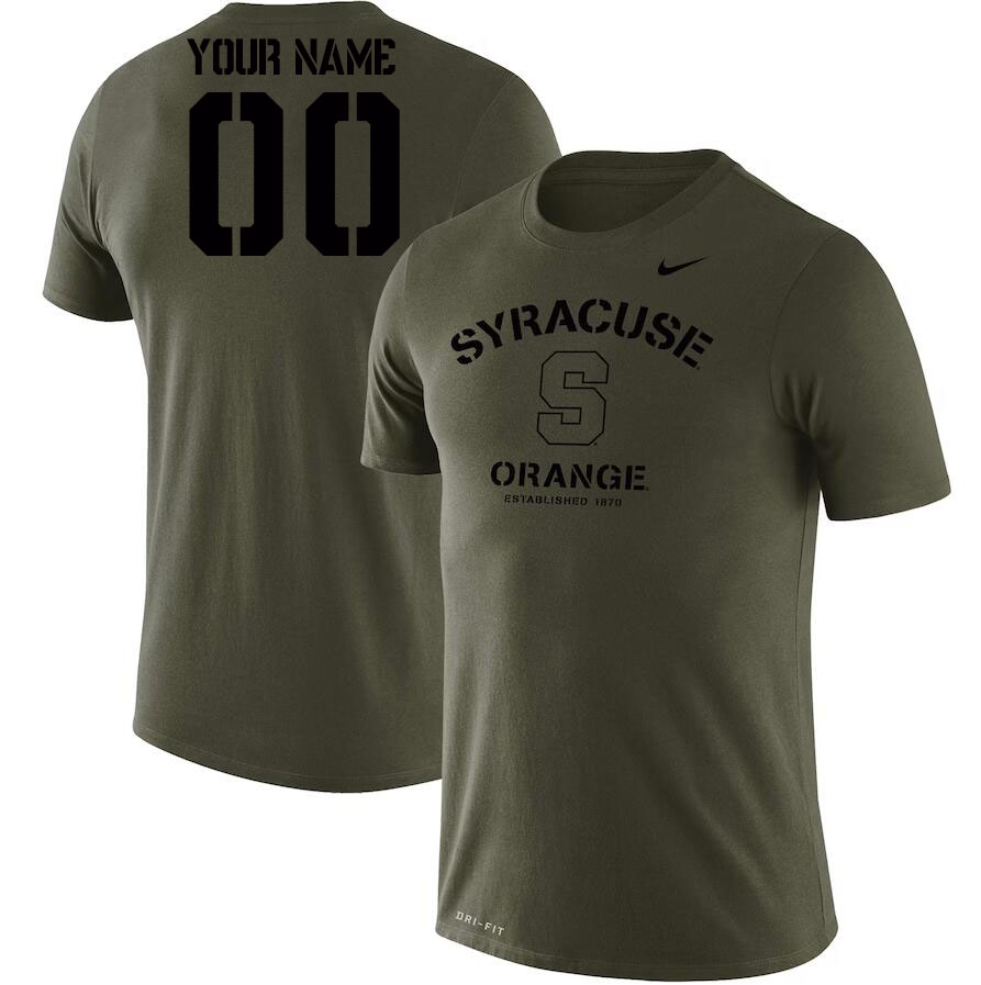 Custom Syracuse Orange Name And Number College Tshirt-Olive - Click Image to Close